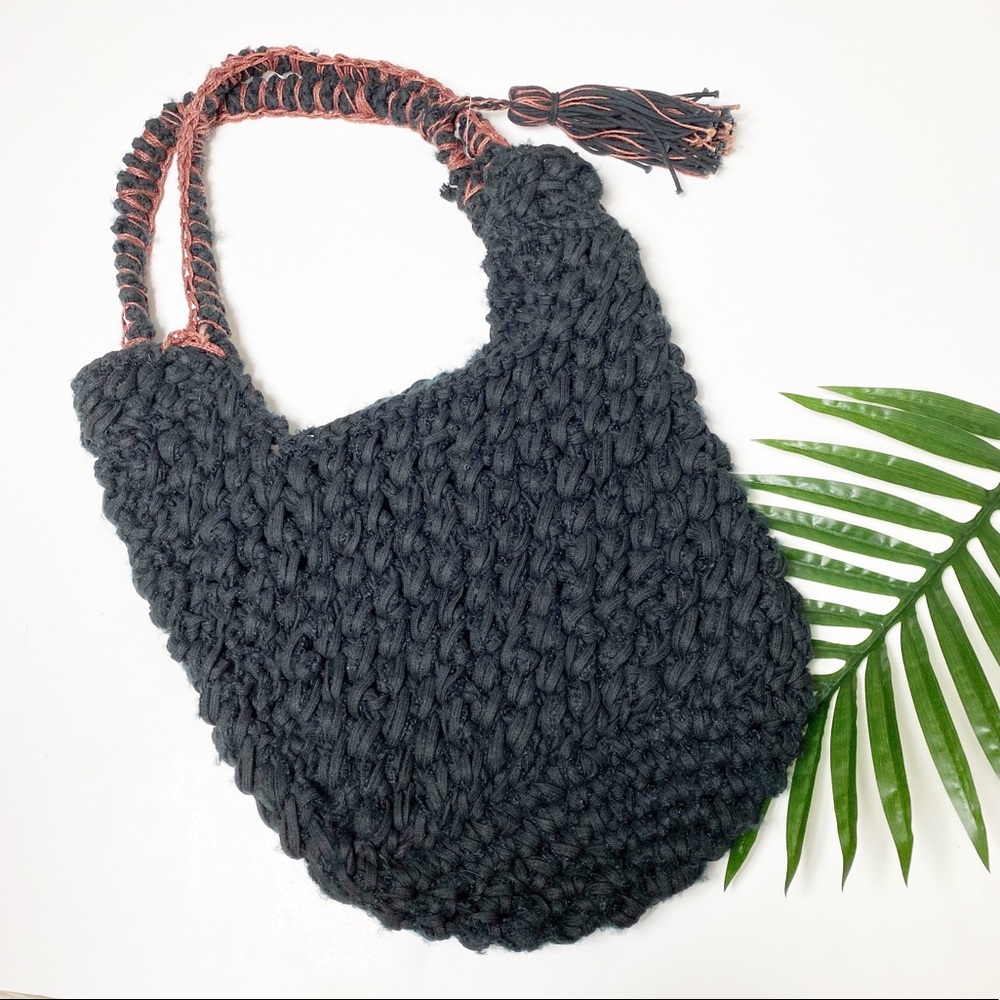 Free People Black Boho Tassel Bag